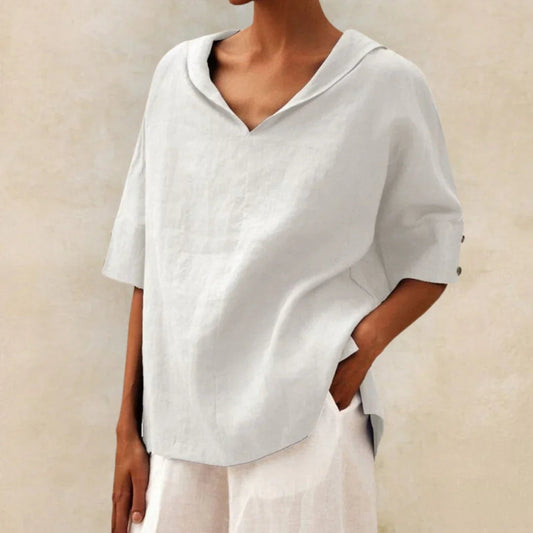 Image of Women's V-Neck Short Sleeve Blouse