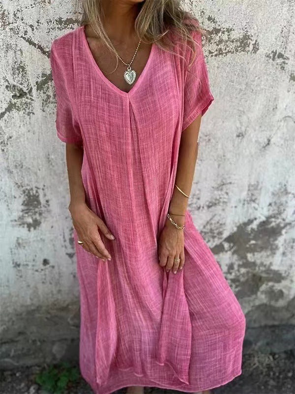 Image of Women's V-Neck Sundress Midi Dress
