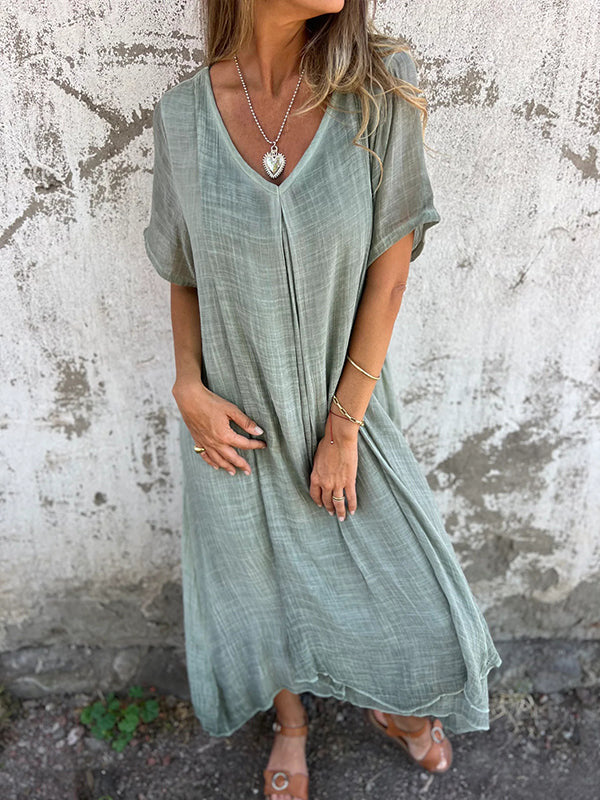 Image of Women's V-Neck Sundress Midi Dress