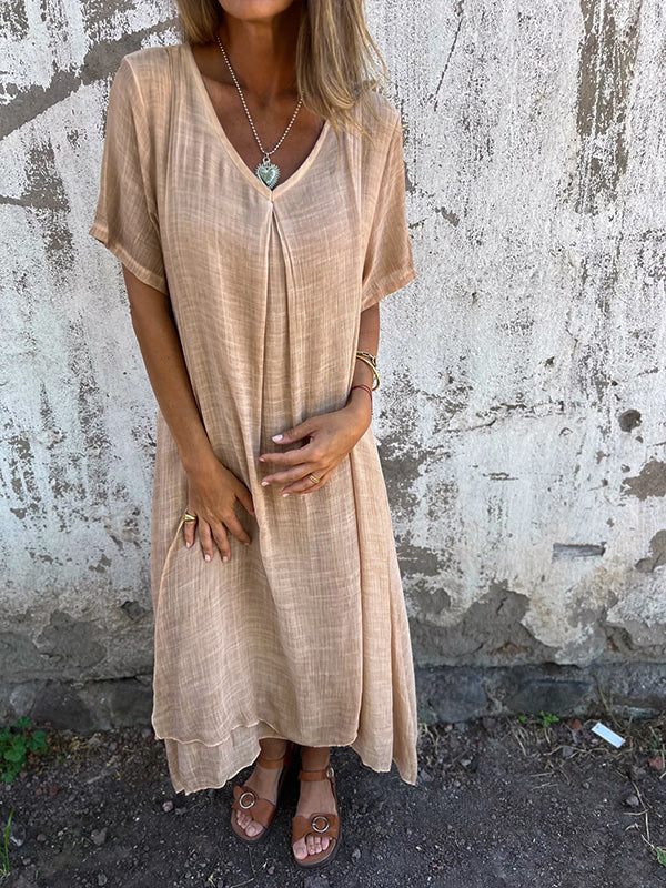 Image of Women's V-Neck Sundress Midi Dress