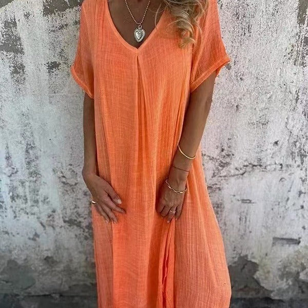 Image of Women's V-Neck Sundress Midi Dress