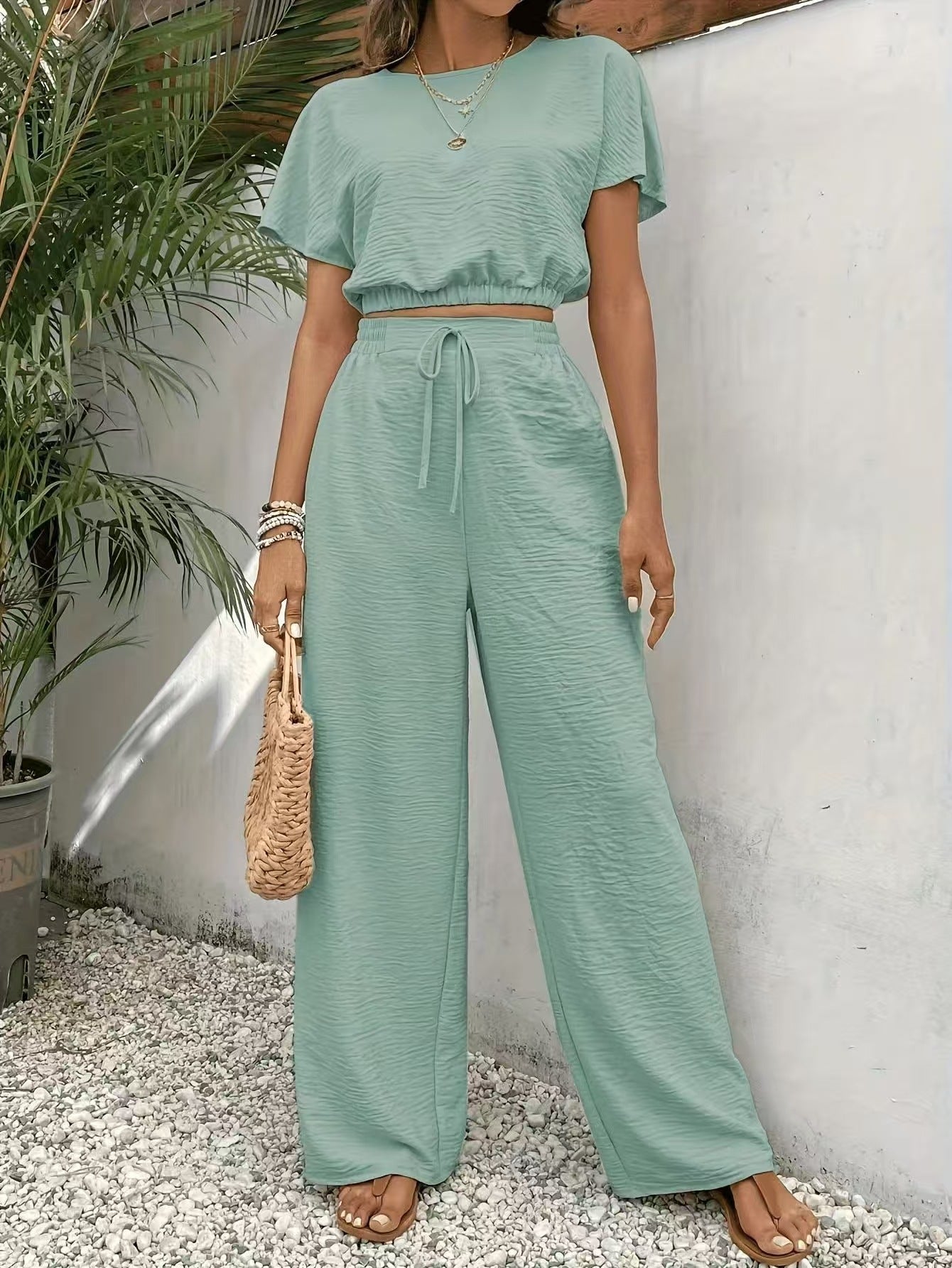 Image of Women's Wide-Leg Two-Piece Set