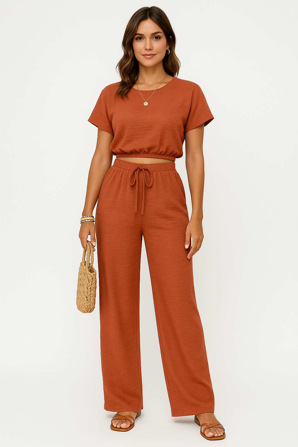 Image of Women's Wide-Leg Two-Piece Set