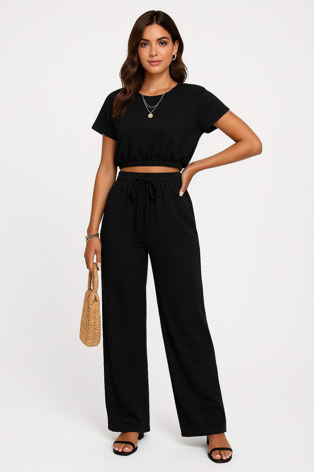 Image of Women's Wide-Leg Two-Piece Set