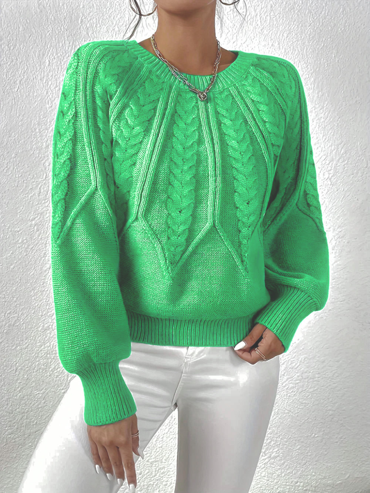 Women's Cable Knit Raglan Sleeve Sweater - Image 1