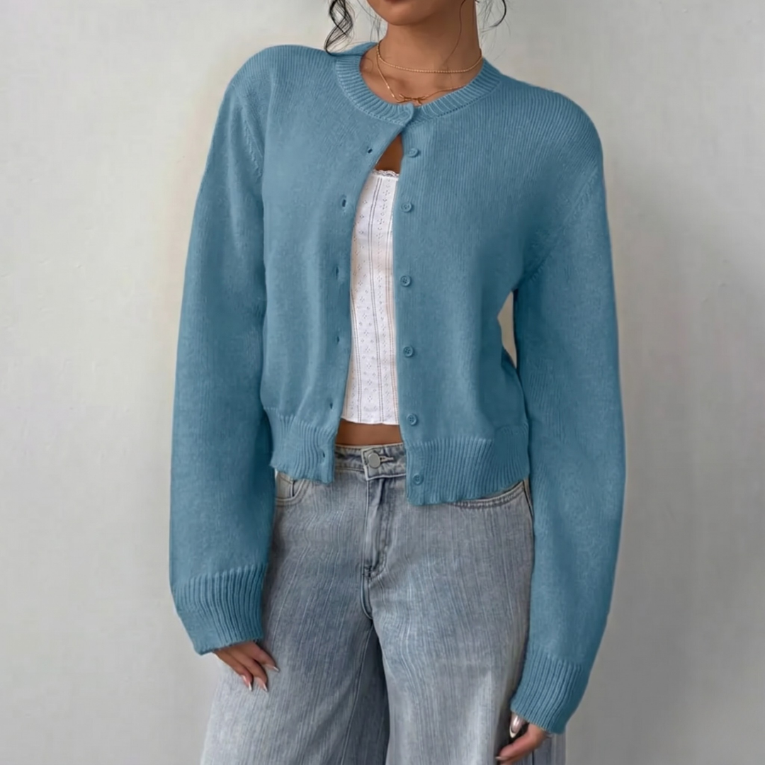 Women's Cropped Button-Front Cardigan - Image 1