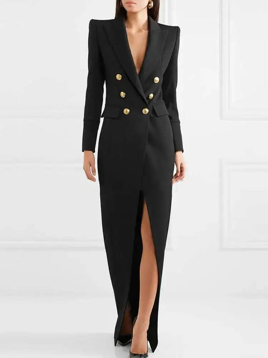 Women's Double Breasted Evening Maxi Dress - Image 1