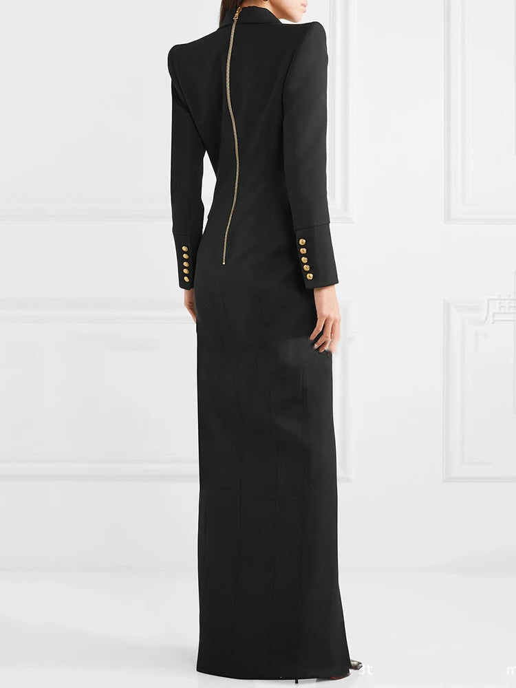 Women's Double Breasted Evening Maxi Dress - Image 3