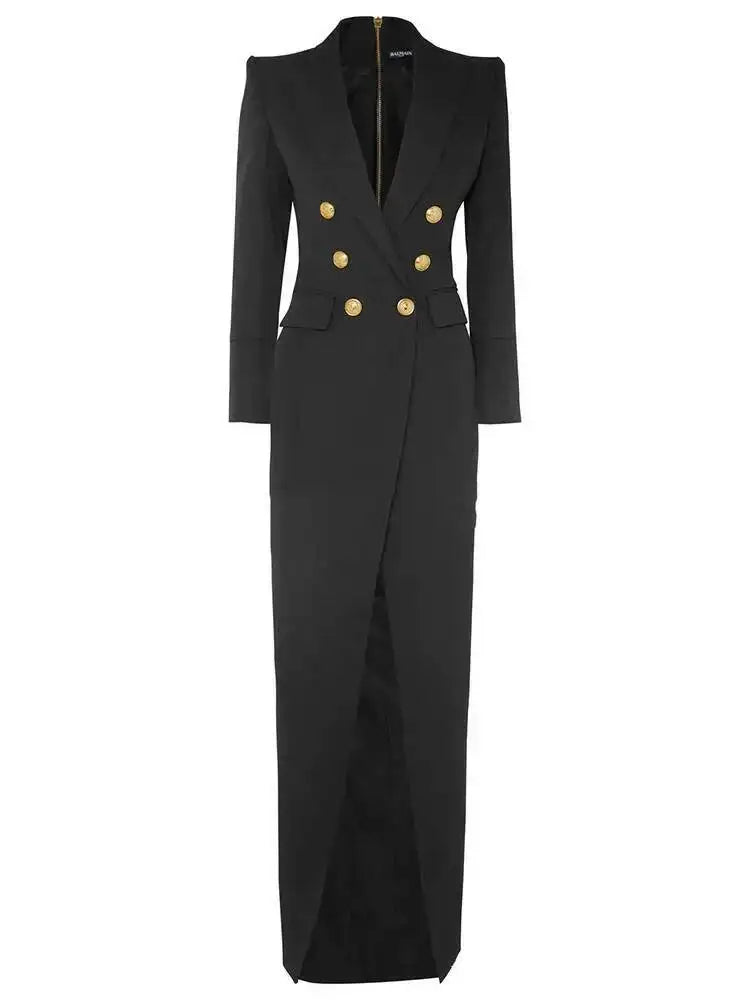 Women's Double Breasted Evening Maxi Dress - Image 4