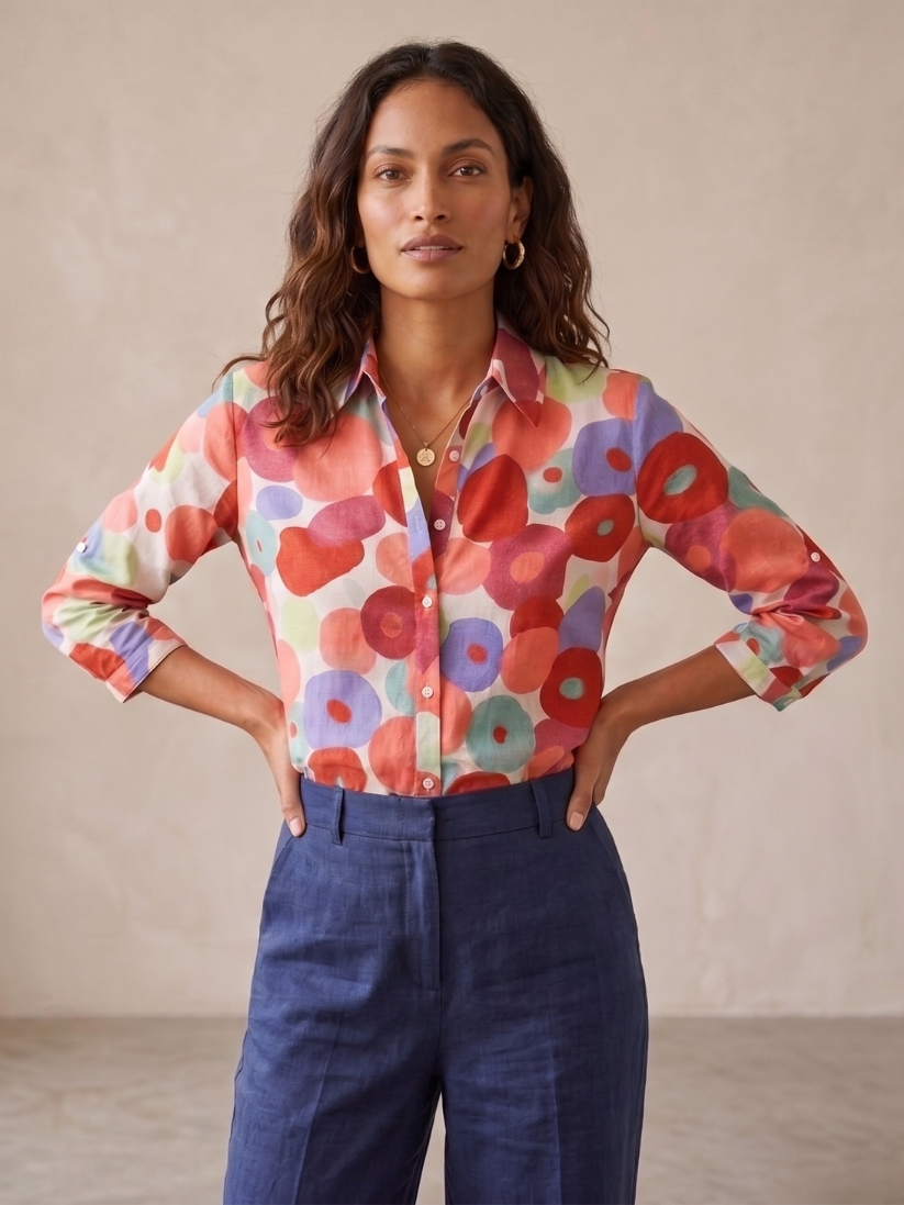 Women's Floral Button-Down Blouse - Image 1