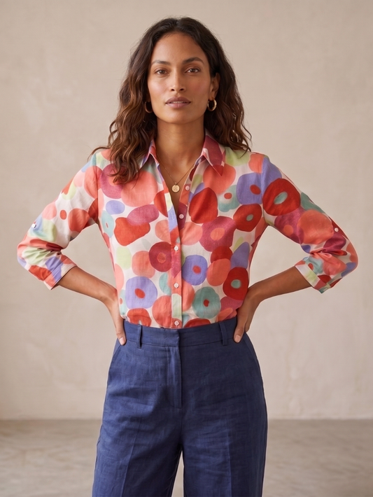 Women's Floral Button-Down Blouse - Image 1