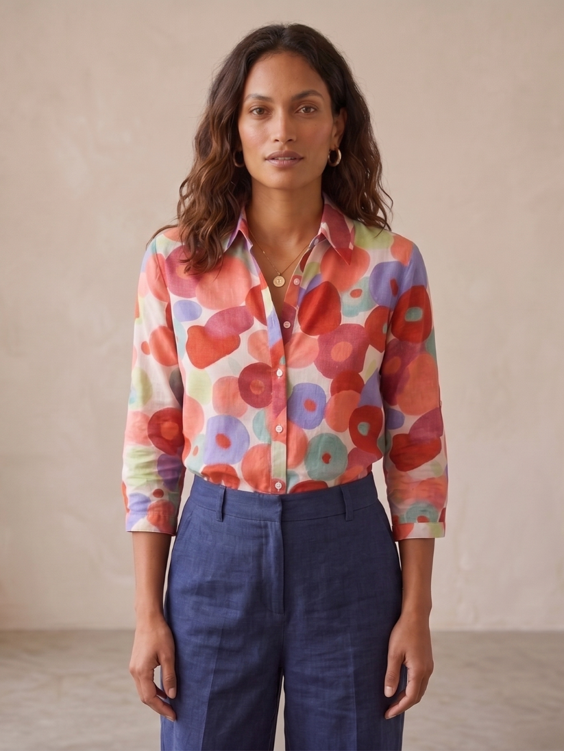 Women's Floral Button-Down Blouse - Image 2