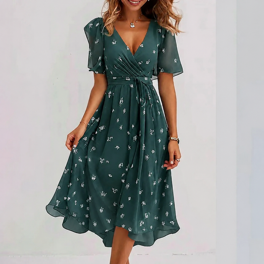 Women's Floral Wrap Midi Dress - Image 1