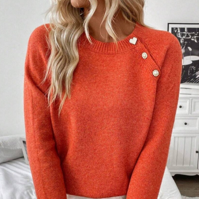 Women's Shoulder Button Ribbed Knit Sweater - Image 1