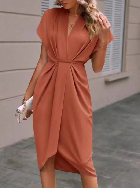 Women's V-Neck Wrap Midi Dress - Image 1
